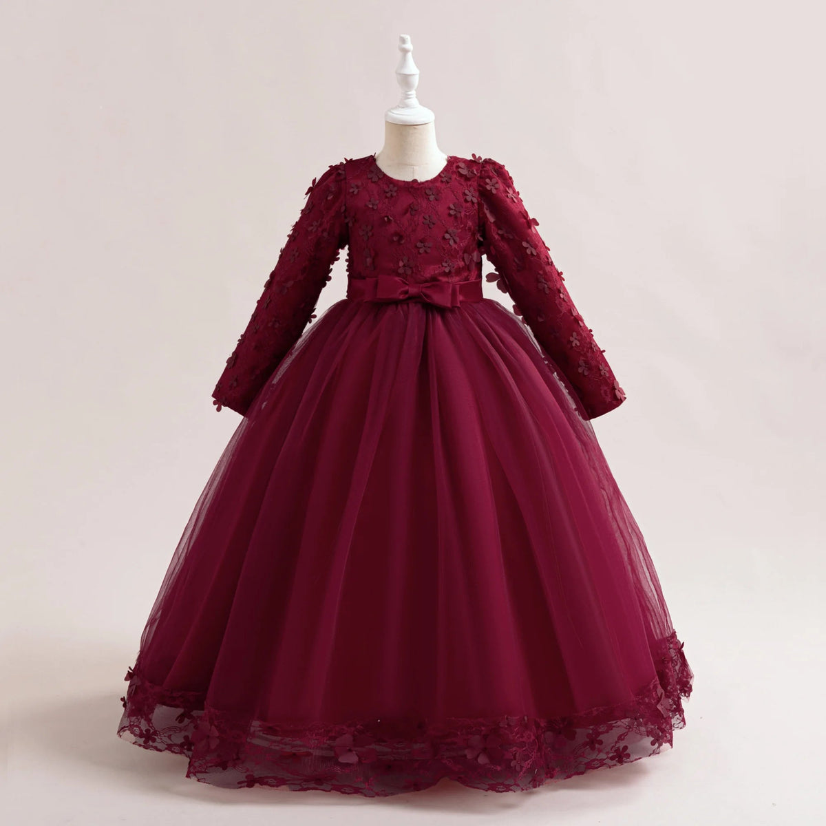 Long-Sleeve Lace Junior Bridesmaid Dress - Luzilly Bridal & Apparel