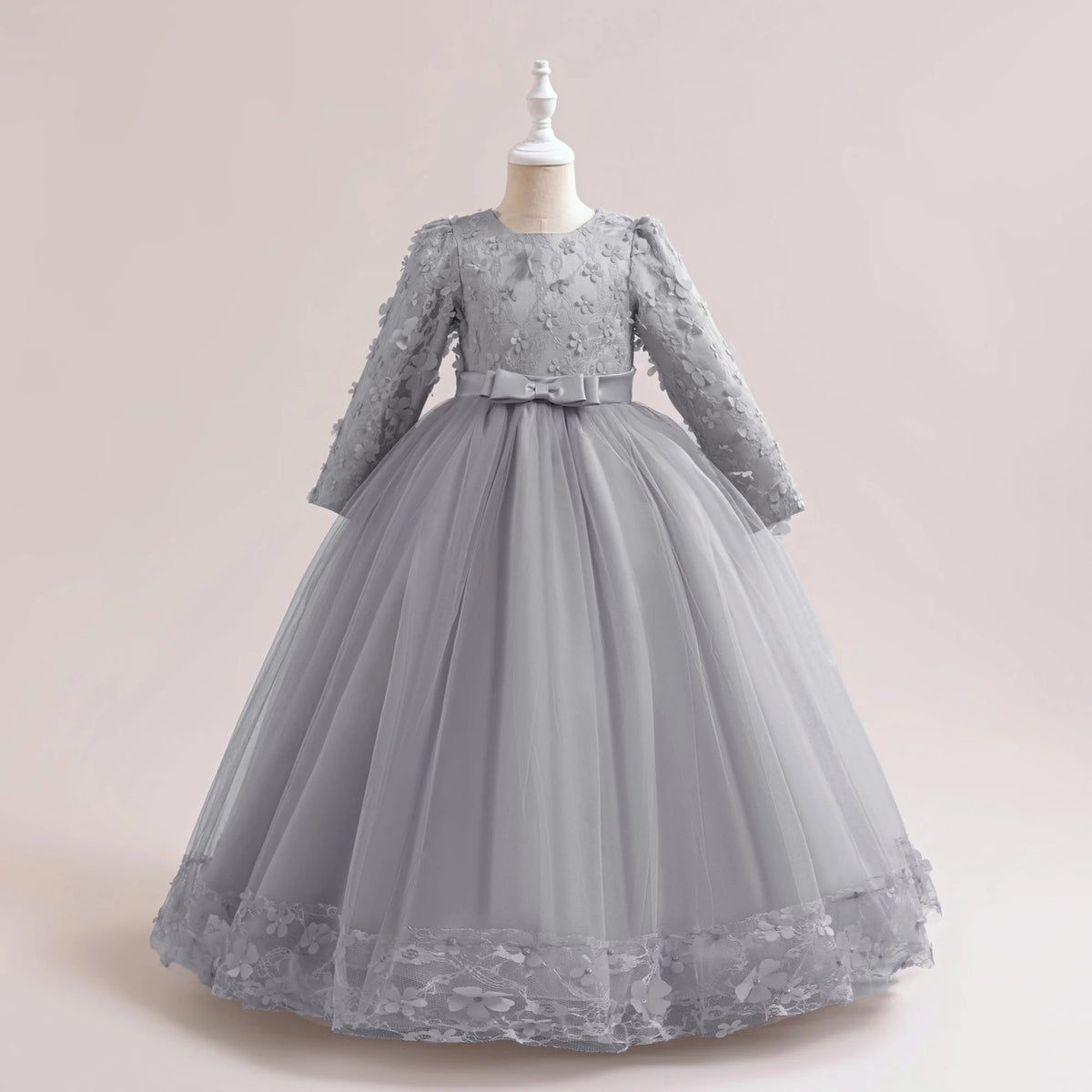Long-Sleeve Lace Junior Bridesmaid Dress - Luzilly Bridal & Apparel