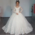 Long-Sleeve Lace & Pearl Wedding Dress - Luzilly Bridal & Apparel