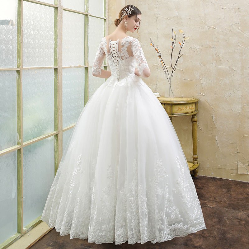 Long-Sleeve Lace Wedding Dress with Train - Luzilly Bridal & Apparel