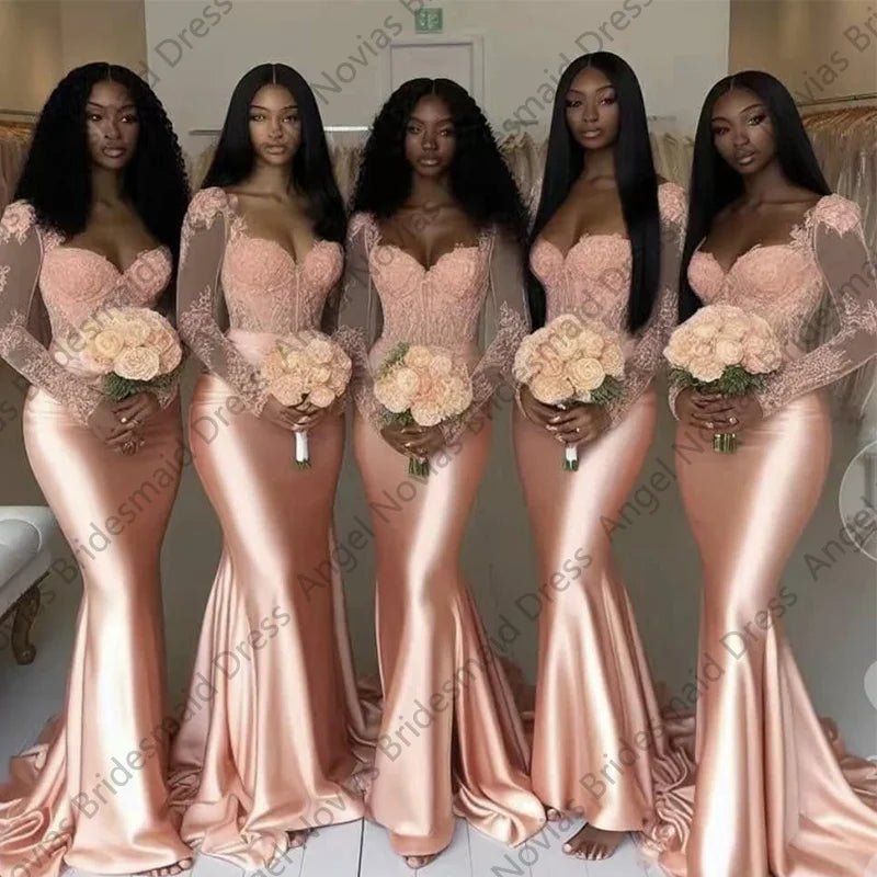 Long-Sleeve Mermaid Bridesmaid Dress - Luzilly Bridal & Apparel