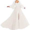 Long-Sleeve Mesh Evening Dress - Luzilly Bridal & Apparel