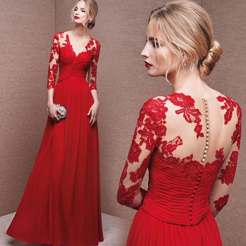 Long-Sleeve Off-Shoulder Colored Wedding Dress - Luzilly Bridal & Apparel