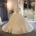 Long Sleeve Round Neck High Waist Wedding Dress - Luzilly Bridal & Apparel