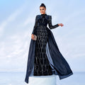 Long Sleeve round Neck Long Sequined Cocktail Cape Fishtail Evening Dress Bridesmaid Dress Women - Luzilly Bridal & Apparel