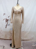 Long-Sleeve Sequined Evening Dress - Luzilly Bridal & Apparel