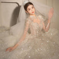 Long Sleeved Retro Bride Luxurious French Wedding Dress For Women - Luzilly Bridal & Apparel
