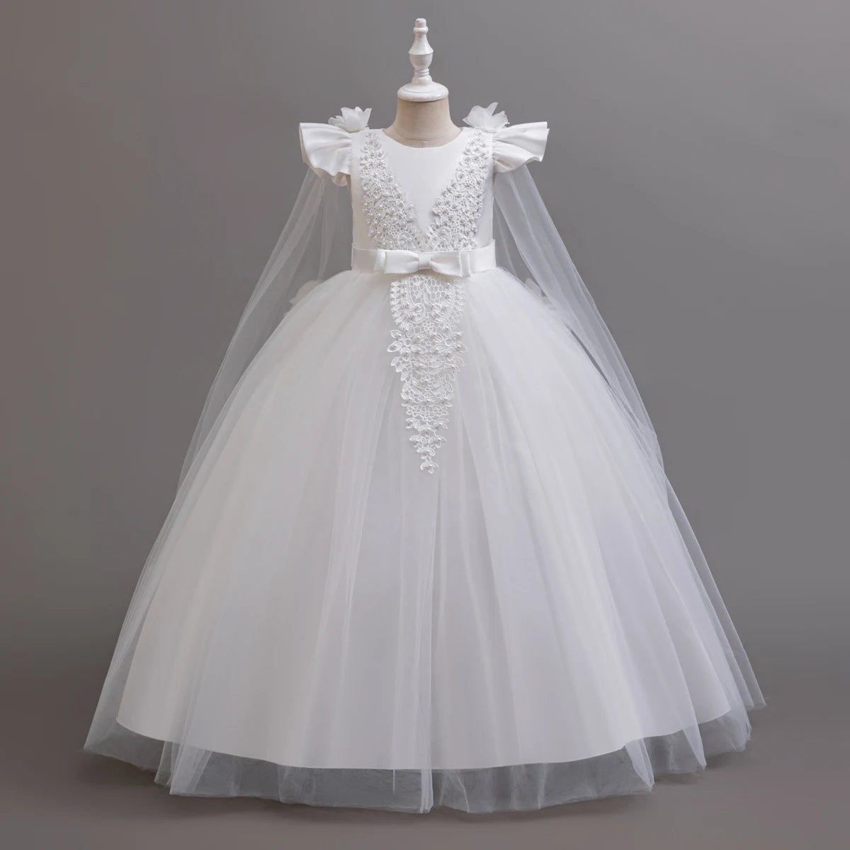 Long Tulle Lace Junior Bridesmaid Dress - Luzilly Bridal & Apparel