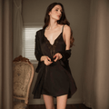 Luxe Lace Elegance Satin Robe Set - Premium 2-Piece Loungewear - Luzilly Bridal & Apparel