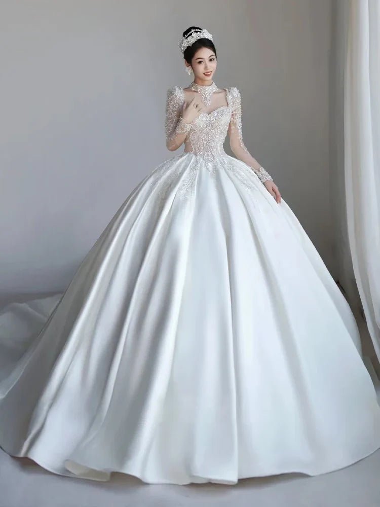 Luxurious French Satin Wedding Dress EDW105 - Luzilly Bridal & Apparel