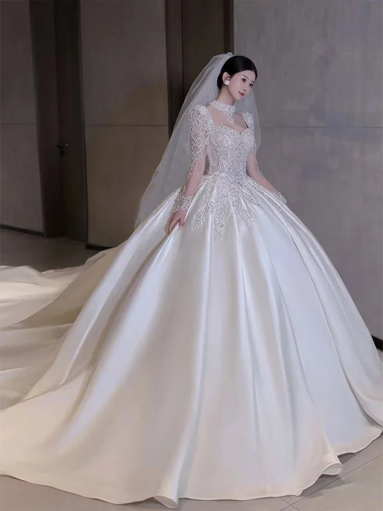 Luxurious French Satin Wedding Dress EDW105 - Luzilly Bridal & Apparel