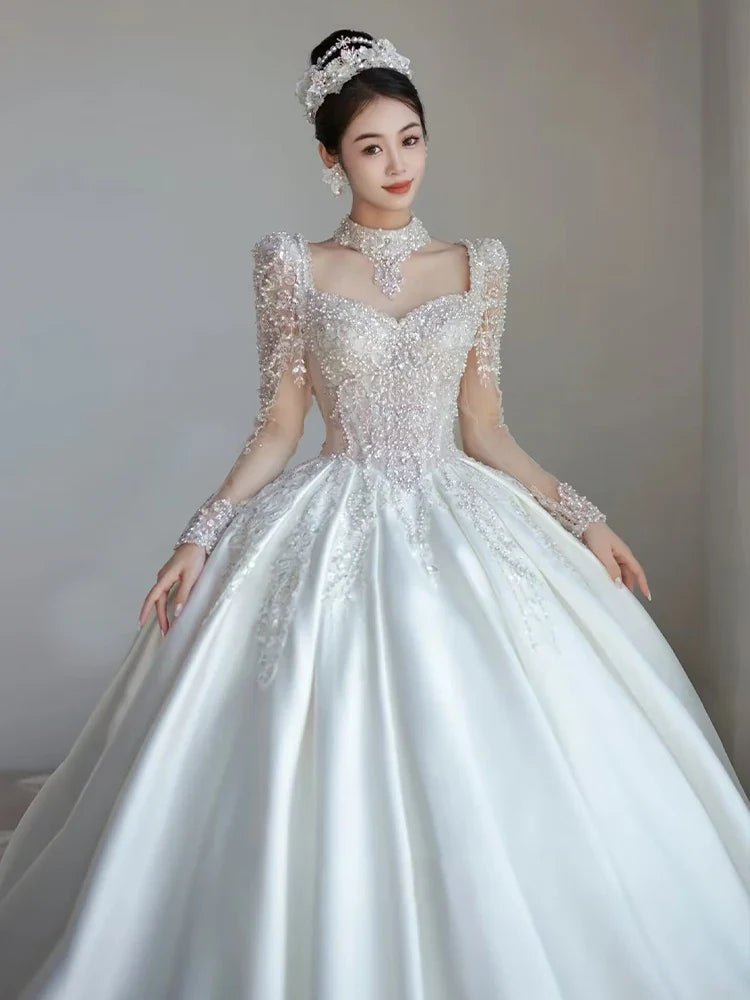 Luxurious French Satin Wedding Dress EDW105 - Luzilly Bridal & Apparel