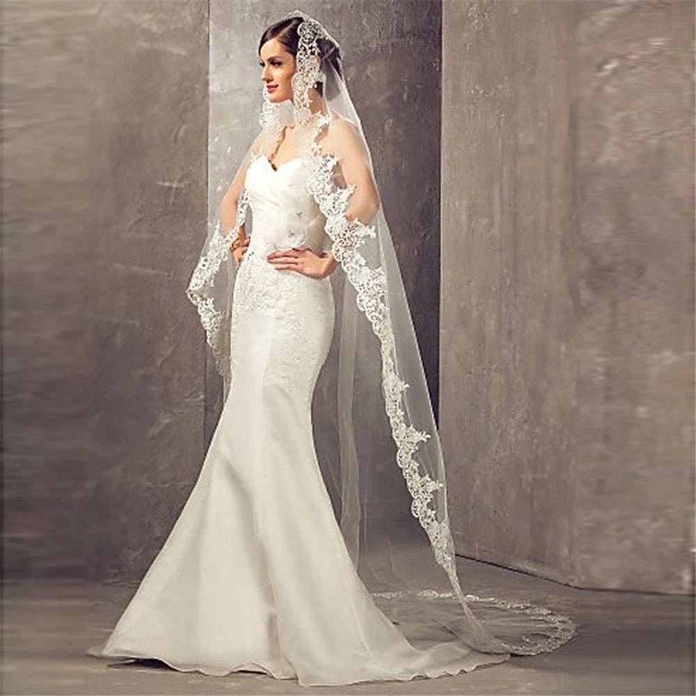 Luxurious Lace Edge Cathedral Wedding Veil - Luzilly Bridal & Apparel