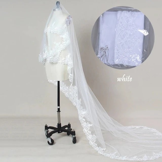 Luxurious Lace Edge Cathedral Wedding Veil - Luzilly Bridal & Apparel