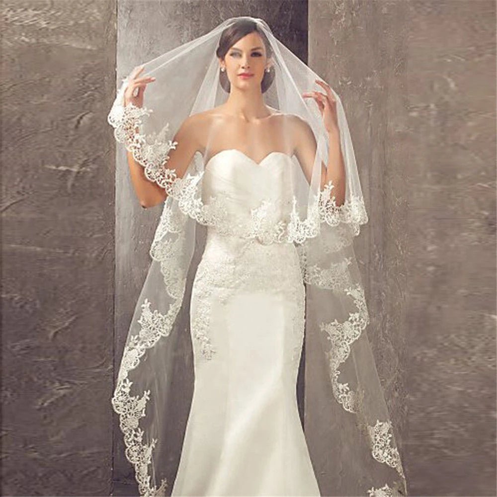 Luxurious Lace Edge Cathedral Wedding Veil - Luzilly Bridal & Apparel