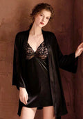 Luxurious Lace Satin Bridal Lingerie Set with Nightgown & Robe - 7 Colors Next Day Shipping - Luzilly Bridal & Apparel