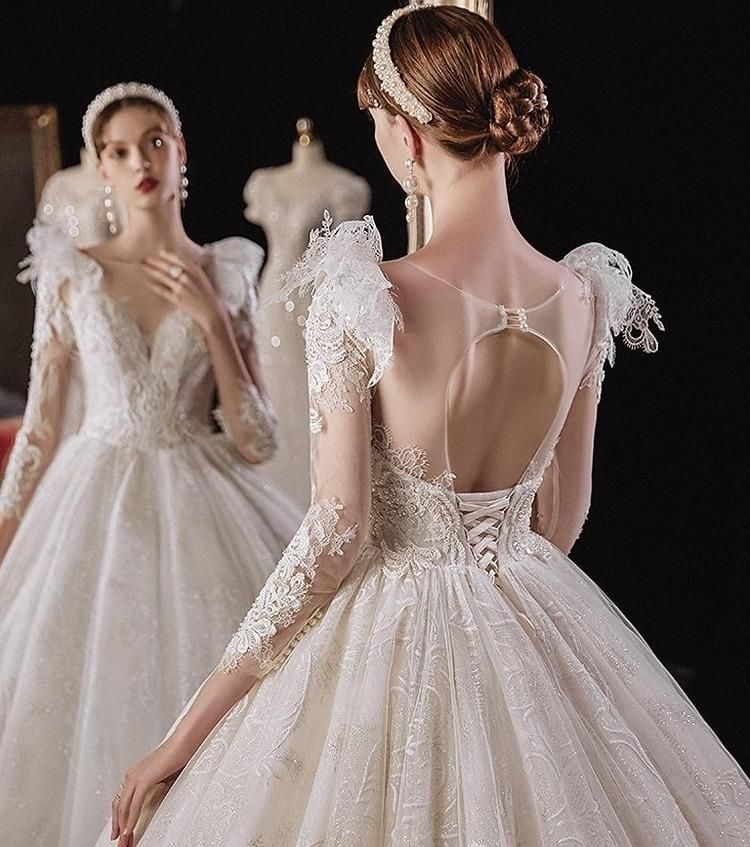 Luxurious Princess Wedding Dress with Shiny Pearls EDW401 - Luzilly Bridal & Apparel