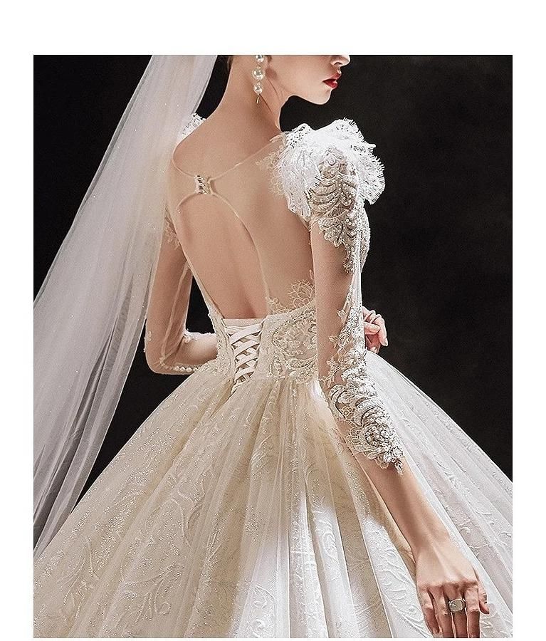 Luxurious Princess Wedding Dress with Shiny Pearls EDW401 - Luzilly Bridal & Apparel