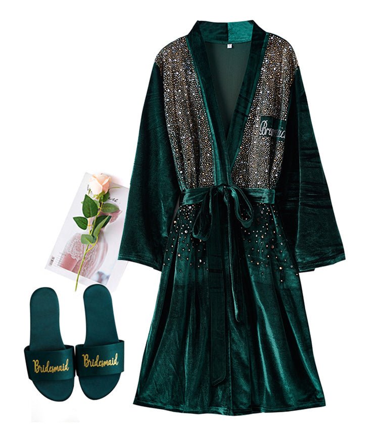 Luxurious Rhinestone Satin Custom Bridal and Bridesmaid Robe – Sparkling Elegance for Weddings - Luzilly Bridal & Apparel