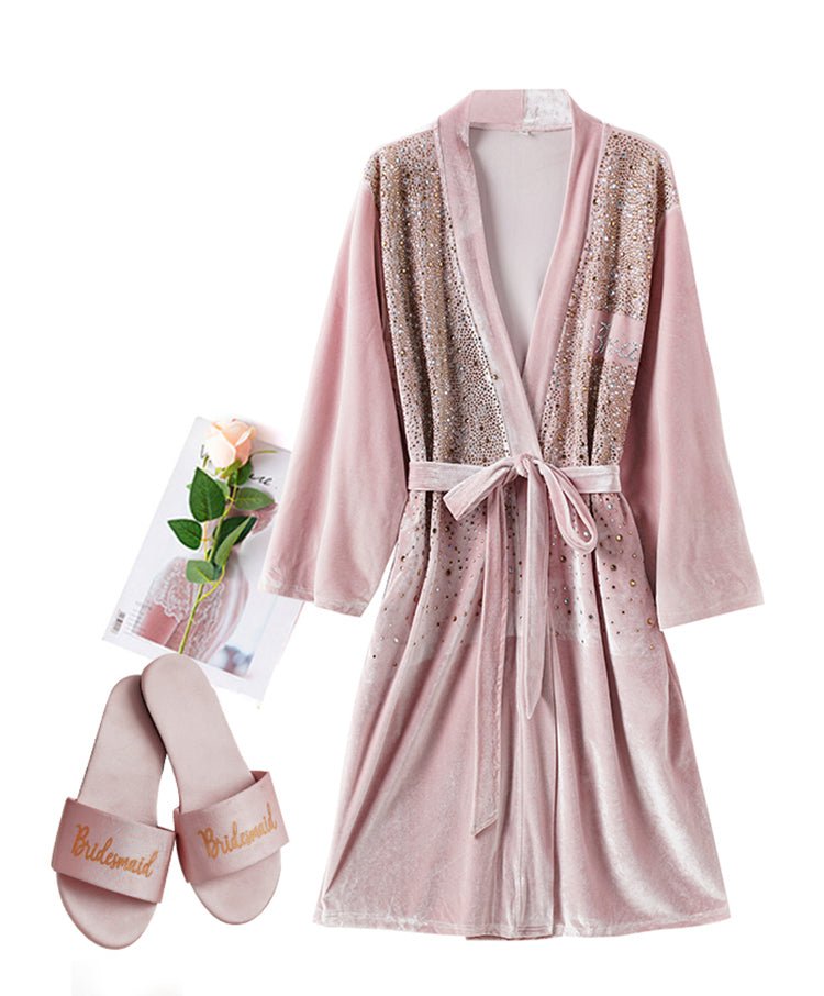 Luxurious Rhinestone Satin Custom Bridal and Bridesmaid Robe – Sparkling Elegance for Weddings - Luzilly Bridal & Apparel