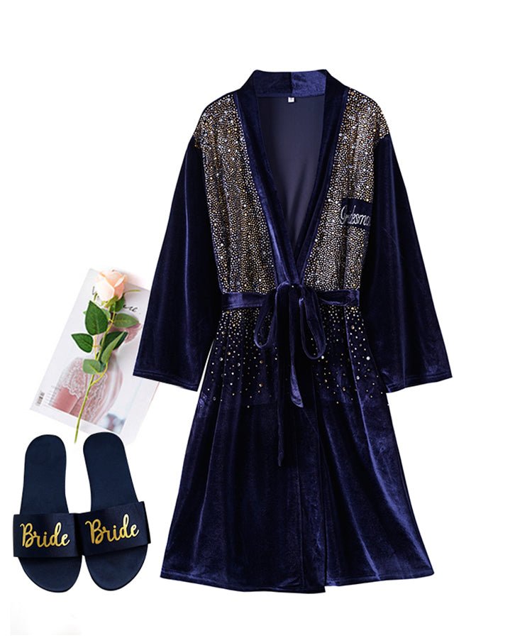 Luxurious Rhinestone Satin Custom Bridal and Bridesmaid Robe – Sparkling Elegance for Weddings - Luzilly Bridal & Apparel