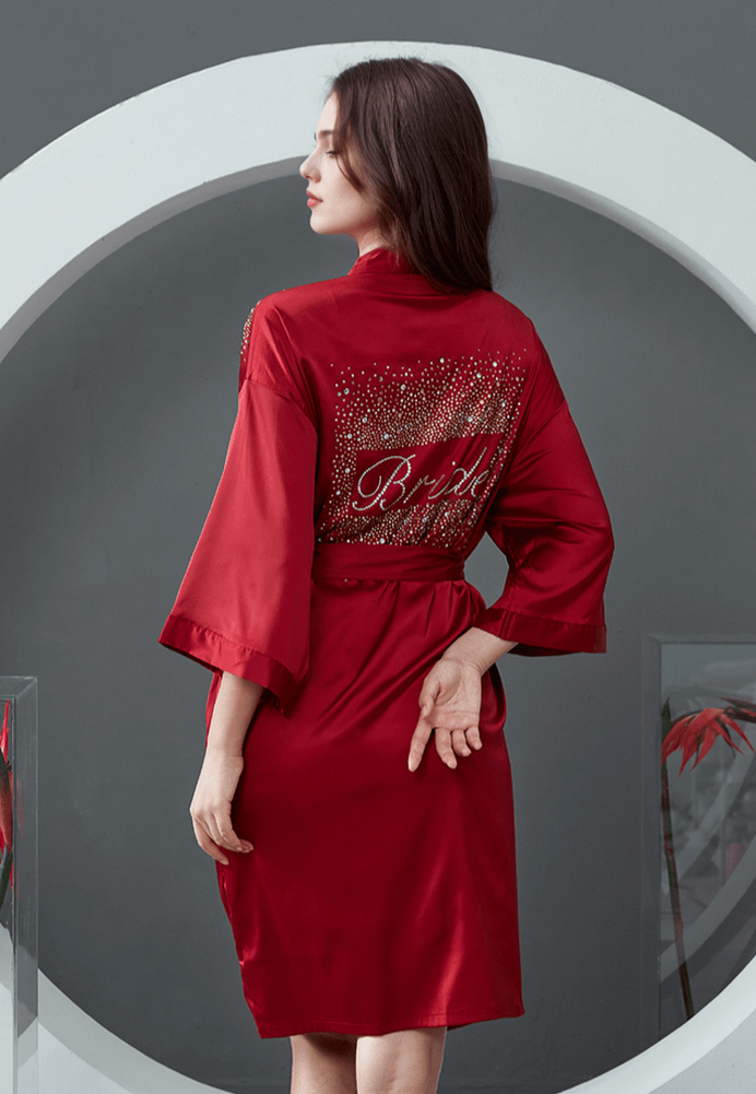 Luxurious Rhinestone Satin Custom Bridal and Bridesmaid Robe – Sparkling Elegance for Weddings - Luzilly Bridal & Apparel