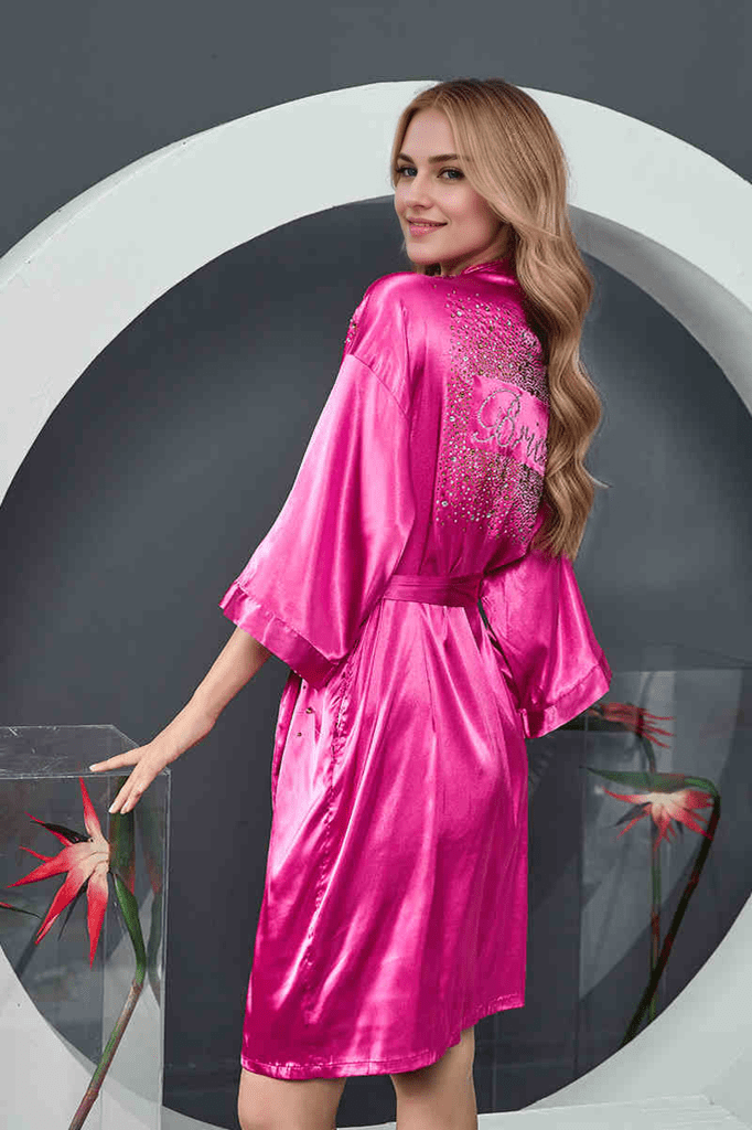 Luxurious Rhinestone Satin Custom Bridal and Bridesmaid Robe – Sparkling Elegance for Weddings - Luzilly Bridal & Apparel