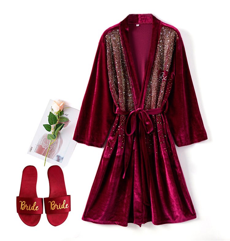 Luxurious Rhinestone Satin Custom Bridal and Bridesmaid Robe – Sparkling Elegance for Weddings - Luzilly Bridal & Apparel