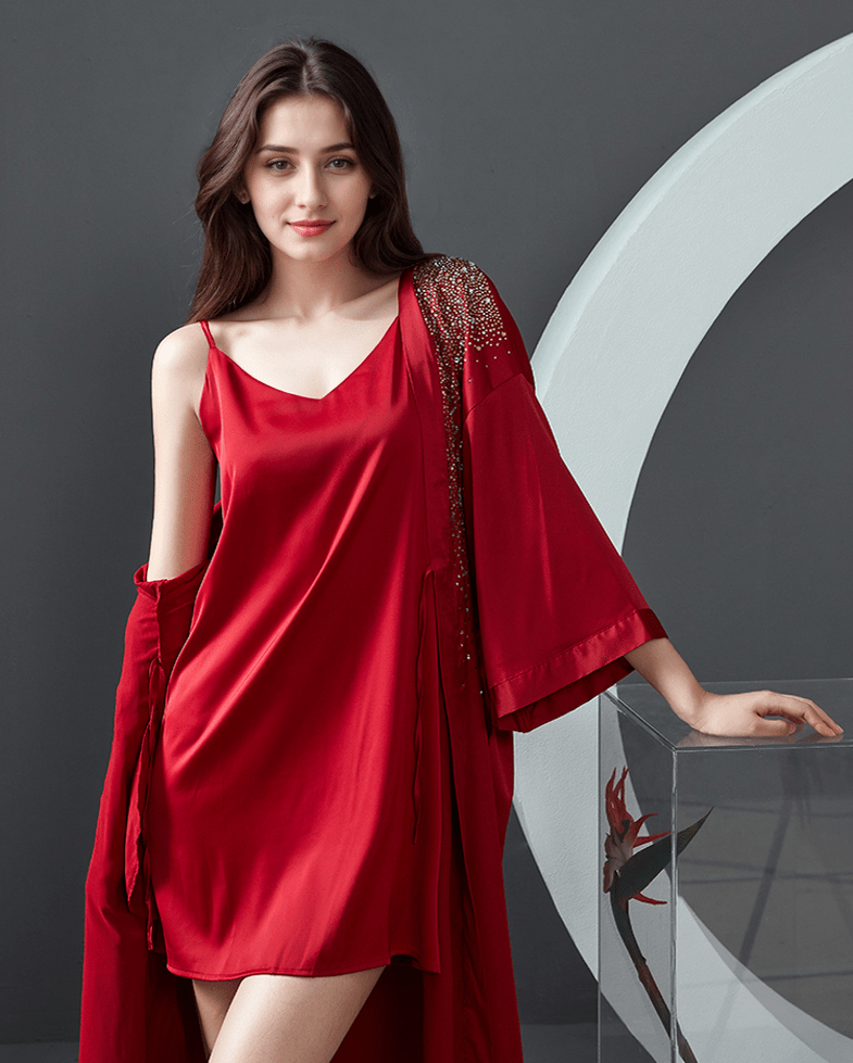 Luxurious Rhinestone Satin Custom Bridal and Bridesmaid Robe – Sparkling Elegance for Weddings - Luzilly Bridal & Apparel