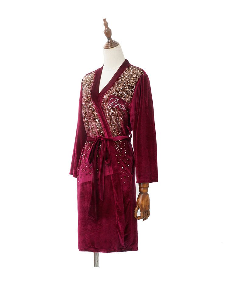 Luxurious Rhinestone Satin Custom Bridal and Bridesmaid Robe – Sparkling Elegance for Weddings - Luzilly Bridal & Apparel