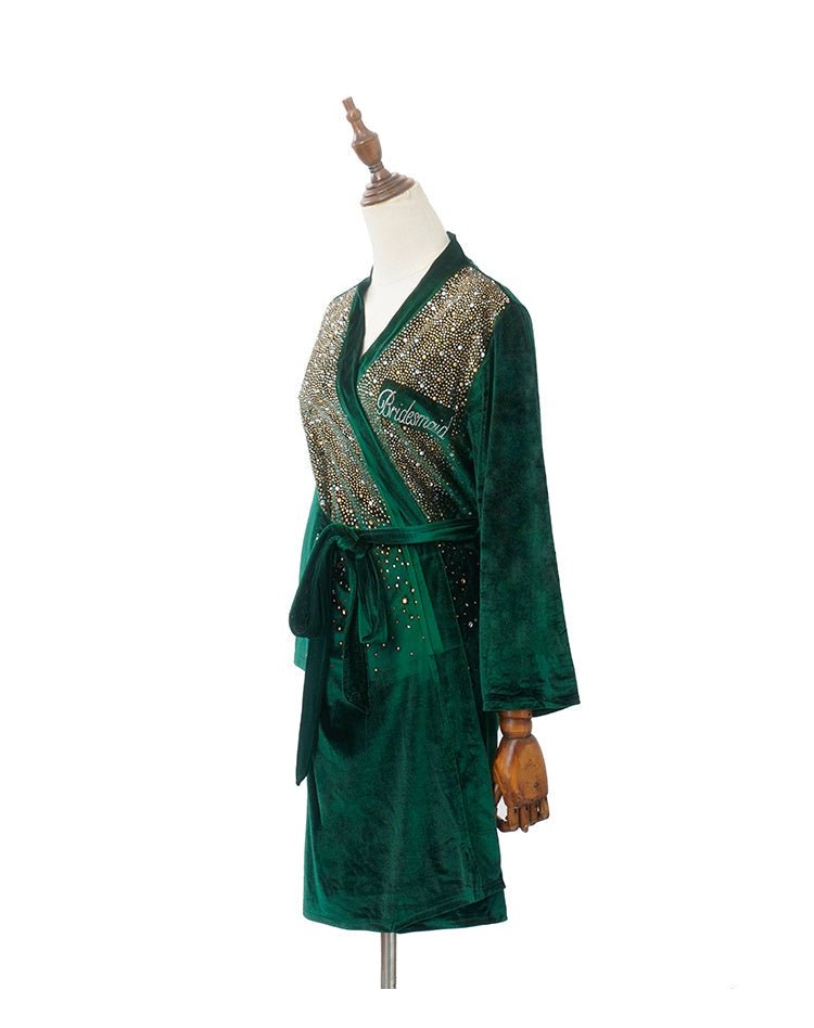 Luxurious Rhinestone Satin Custom Bridal and Bridesmaid Robe – Sparkling Elegance for Weddings - Luzilly Bridal & Apparel