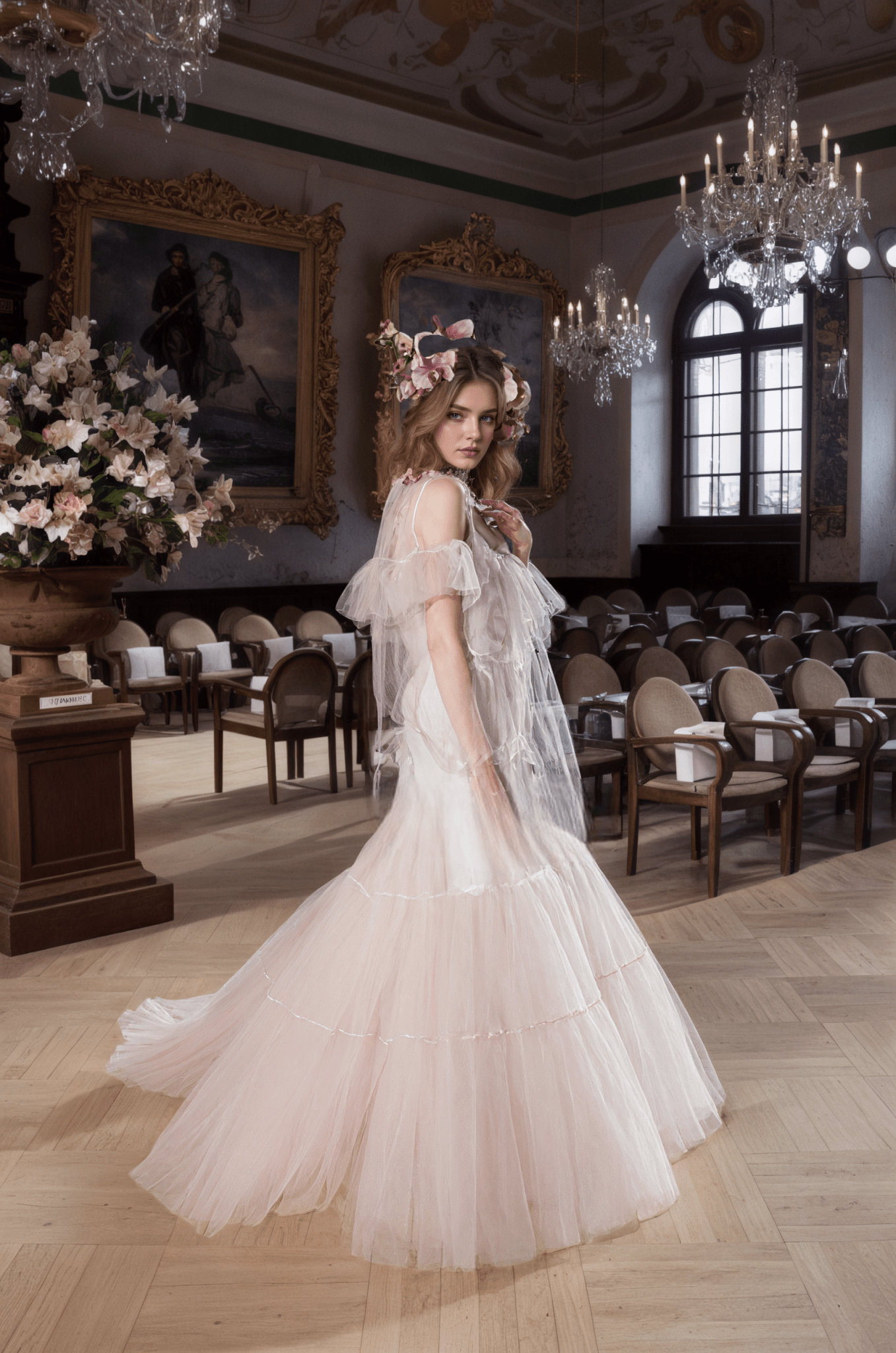 Luxury 3 colors Layered Tulle Sheer Robe Dress | Couture Ruffle Boudoir Robe Set - Luzilly Bridal & Apparel