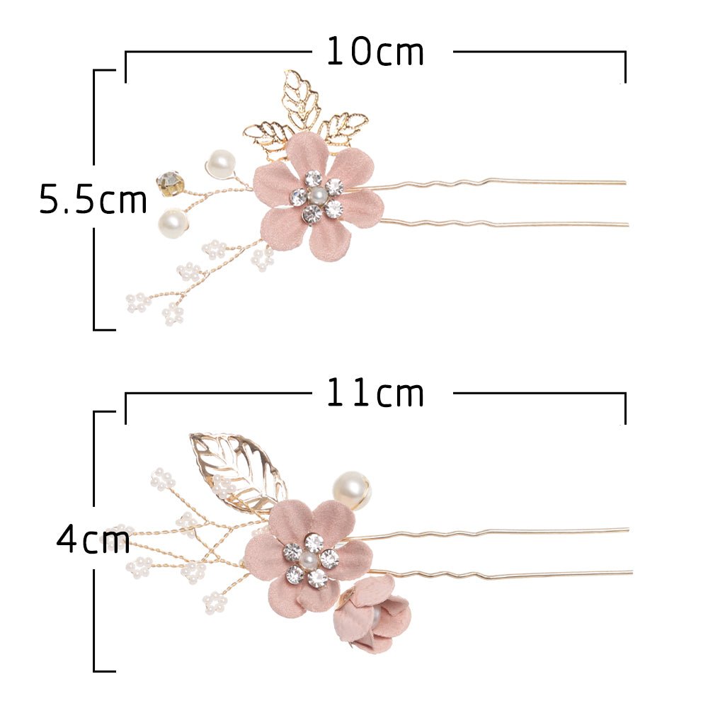 Luxury Blue Flower Hair Combs Headdress Prom Bridal Wedding Hair Accessories Gold Leaves Hair Jewelry Hair Pins - Luzilly Bridal & Apparel