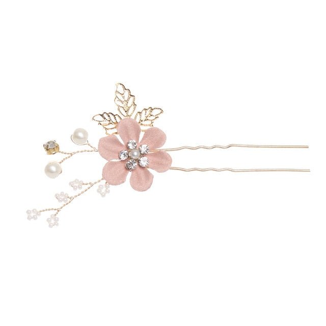 Luxury Blue Flower Hair Combs Headdress Prom Bridal Wedding Hair Accessories Gold Leaves Hair Jewelry Hair Pins - Luzilly Bridal & Apparel