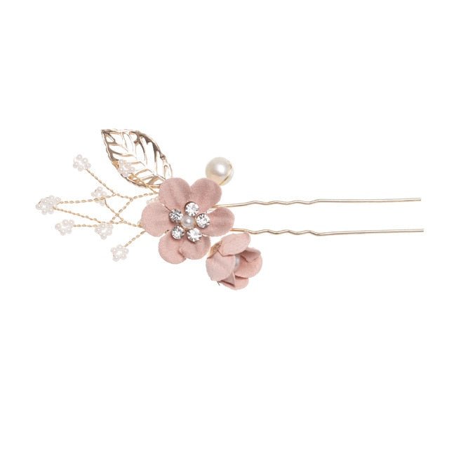 Luxury Blue Flower Hair Combs Headdress Prom Bridal Wedding Hair Accessories Gold Leaves Hair Jewelry Hair Pins - Luzilly Bridal & Apparel