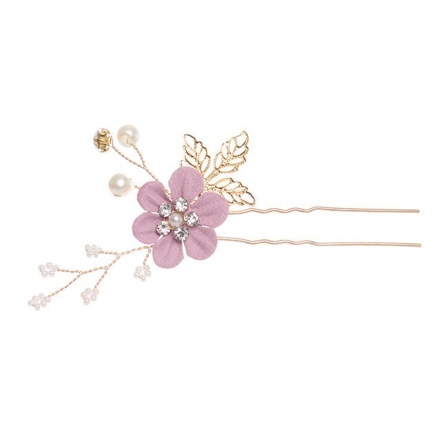 Luxury Blue Flower Hair Combs Headdress Prom Bridal Wedding Hair Accessories Gold Leaves Hair Jewelry Hair Pins - Luzilly Bridal & Apparel