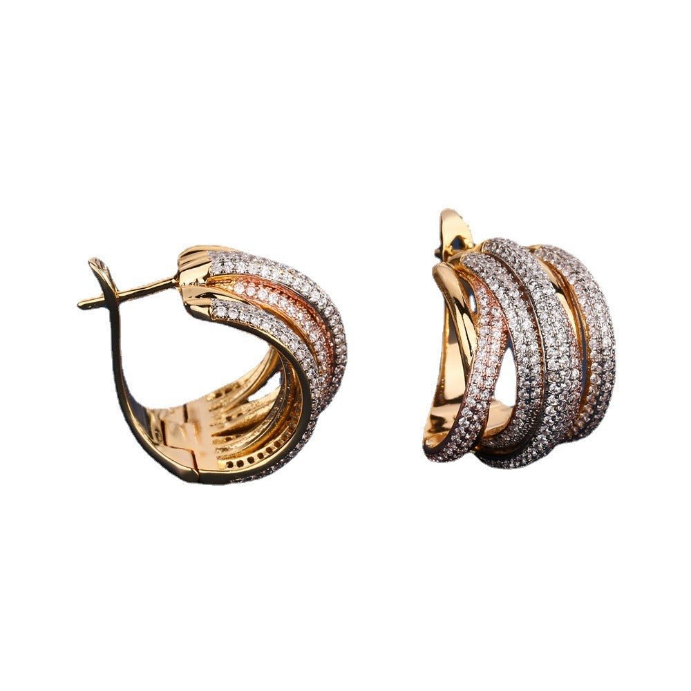 luxury brand women's wedding stud earrings jewelry metal mirco red blue clear cubic zircon bridal copper ears women ear - Luzilly Bridal & Apparel
