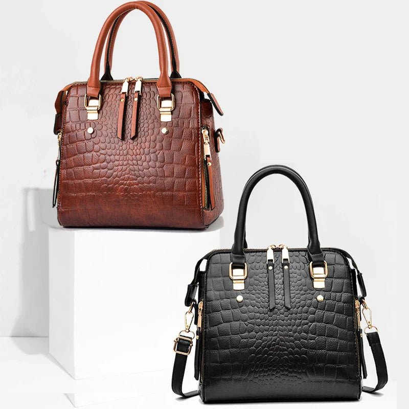 Luxury Crocodile Pattern Handbag for Women | Winter New PU Leather Tassel Shoulder Bag (Brands Design Handle Bag, Lady Purse) - Luzilly Bridal & Apparel