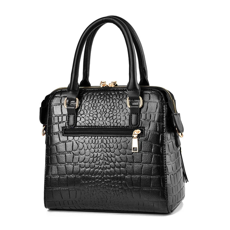 Luxury Crocodile Pattern Handbag for Women | Winter New PU Leather Tassel Shoulder Bag (Brands Design Handle Bag, Lady Purse) - Luzilly Bridal & Apparel