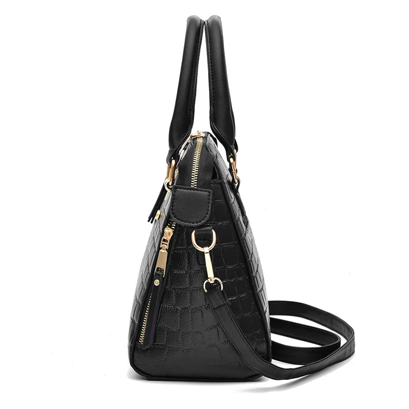 Luxury Crocodile Pattern Handbag for Women | Winter New PU Leather Tassel Shoulder Bag (Brands Design Handle Bag, Lady Purse) - Luzilly Bridal & Apparel