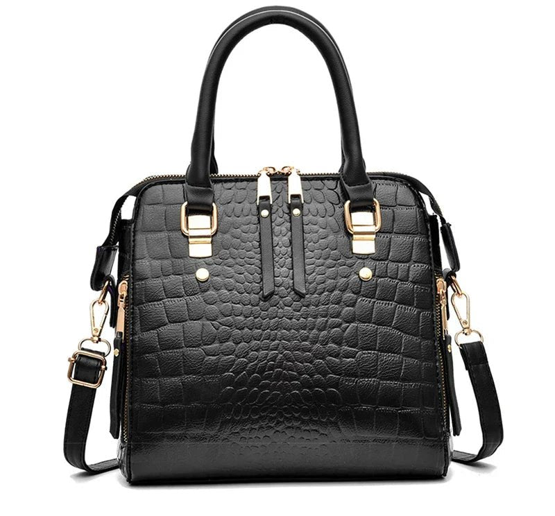 Luxury Crocodile Pattern Handbag for Women | Winter New PU Leather Tassel Shoulder Bag (Brands Design Handle Bag, Lady Purse) - Luzilly Bridal & Apparel