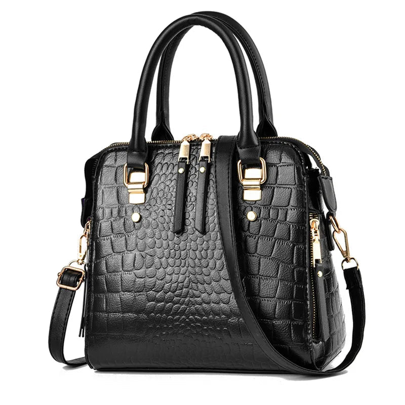 Luxury Crocodile Pattern Handbag for Women | Winter New PU Leather Tassel Shoulder Bag (Brands Design Handle Bag, Lady Purse) - Luzilly Bridal & Apparel