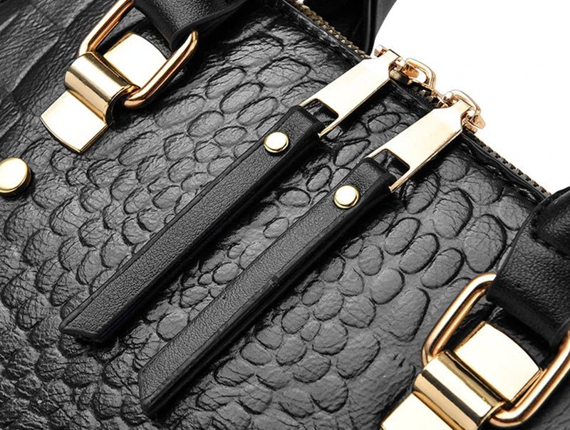 Luxury Crocodile Pattern Handbag for Women | Winter New PU Leather Tassel Shoulder Bag (Brands Design Handle Bag, Lady Purse) - Luzilly Bridal & Apparel