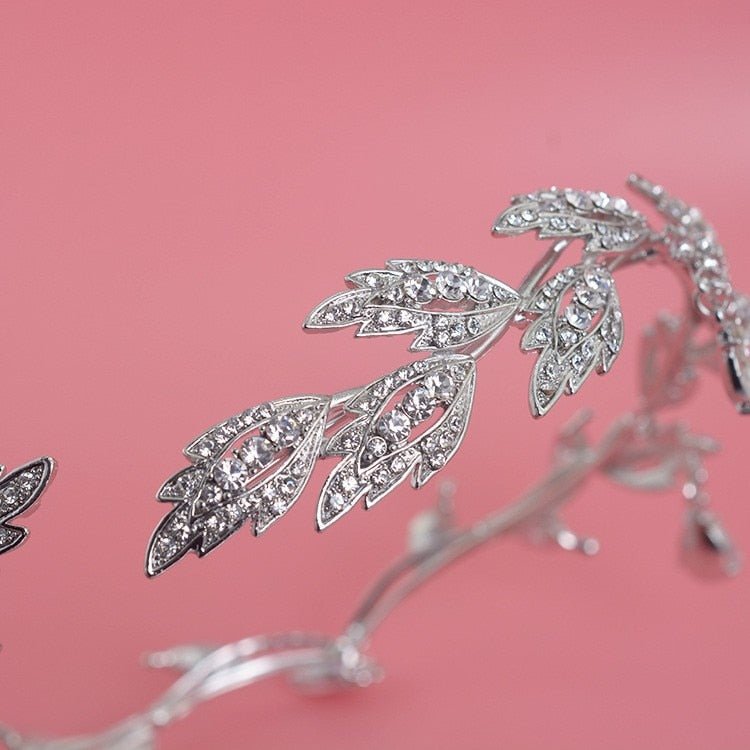 Luxury Crystal Crown Bridal Hair Accessories Wedding Rhinestone Waterdrop Leaf Tiara Crown Headband Frontlet Brides Hair Jewelry - Luzilly Bridal & Apparel