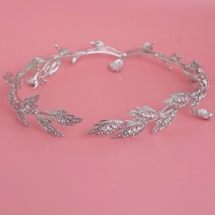 Luxury Crystal Crown Bridal Hair Accessories Wedding Rhinestone Waterdrop Leaf Tiara Crown Headband Frontlet Brides Hair Jewelry - Luzilly Bridal & Apparel