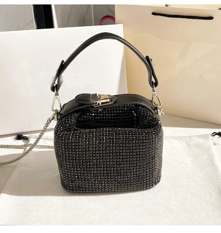 Luxury Designer Brand Silver Clutch Purse | Women's Evening Banquet Bag & Crystal Rhinestone Shoulder Bag (Fashion Handbags) - Luzilly Bridal & Apparel