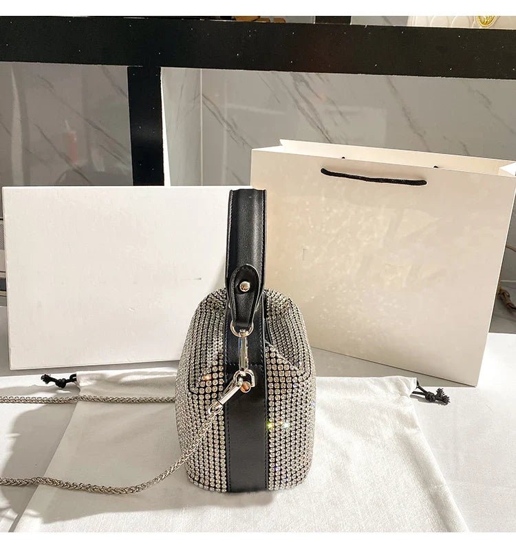 Luxury Designer Brand Silver Clutch Purse | Women's Evening Banquet Bag & Crystal Rhinestone Shoulder Bag (Fashion Handbags) - Luzilly Bridal & Apparel