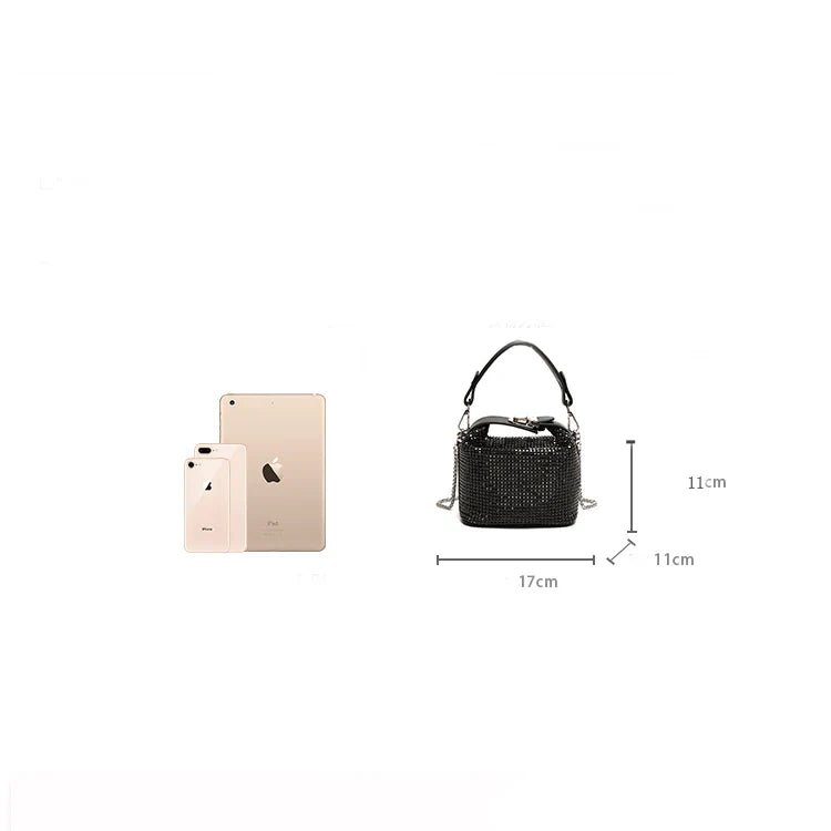 Luxury Designer Brand Silver Clutch Purse | Women's Evening Banquet Bag & Crystal Rhinestone Shoulder Bag (Fashion Handbags) - Luzilly Bridal & Apparel