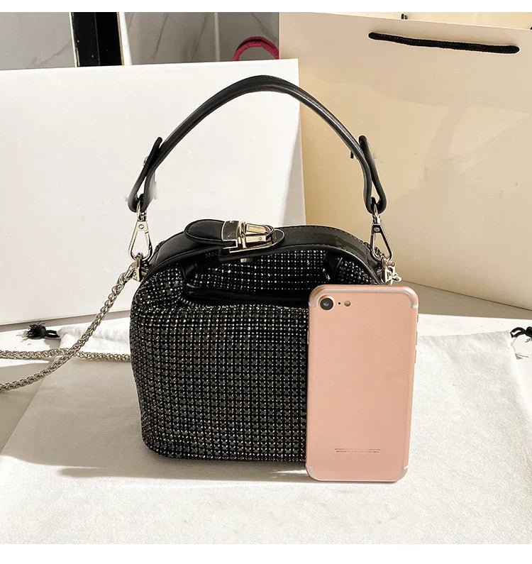 Luxury Designer Brand Silver Clutch Purse | Women's Evening Banquet Bag & Crystal Rhinestone Shoulder Bag (Fashion Handbags) - Luzilly Bridal & Apparel