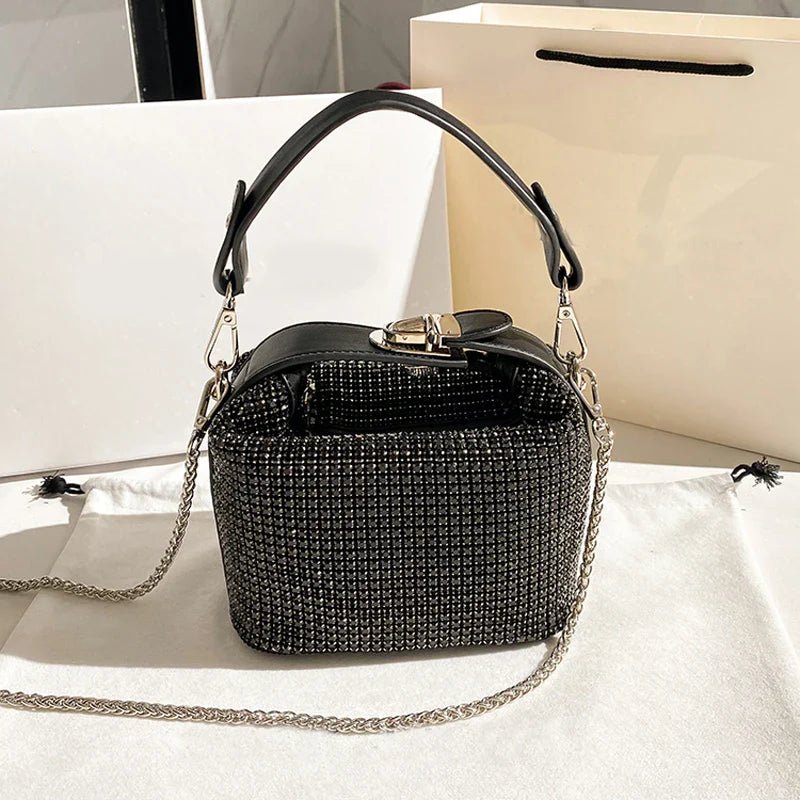 Luxury Designer Brand Silver Clutch Purse | Women's Evening Banquet Bag & Crystal Rhinestone Shoulder Bag (Fashion Handbags) - Luzilly Bridal & Apparel